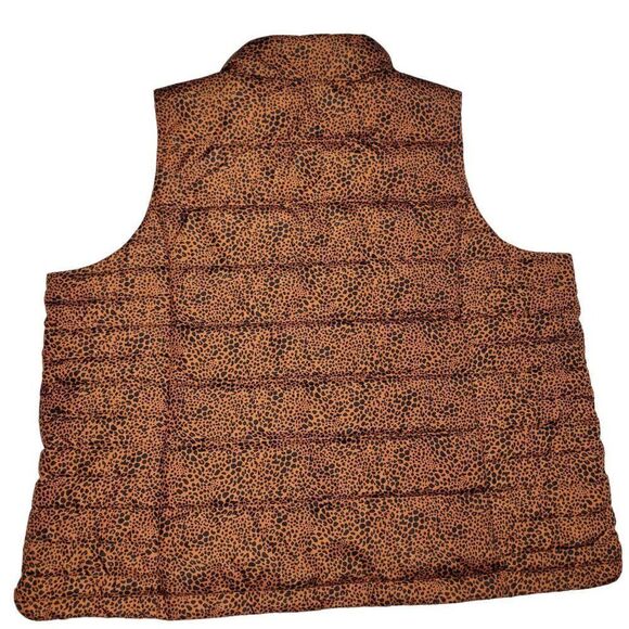 Lands End Puffer Vest Womens 3X (24-26W) 600 Down Leopard Water Resistant NEW - Picture 4 of 15